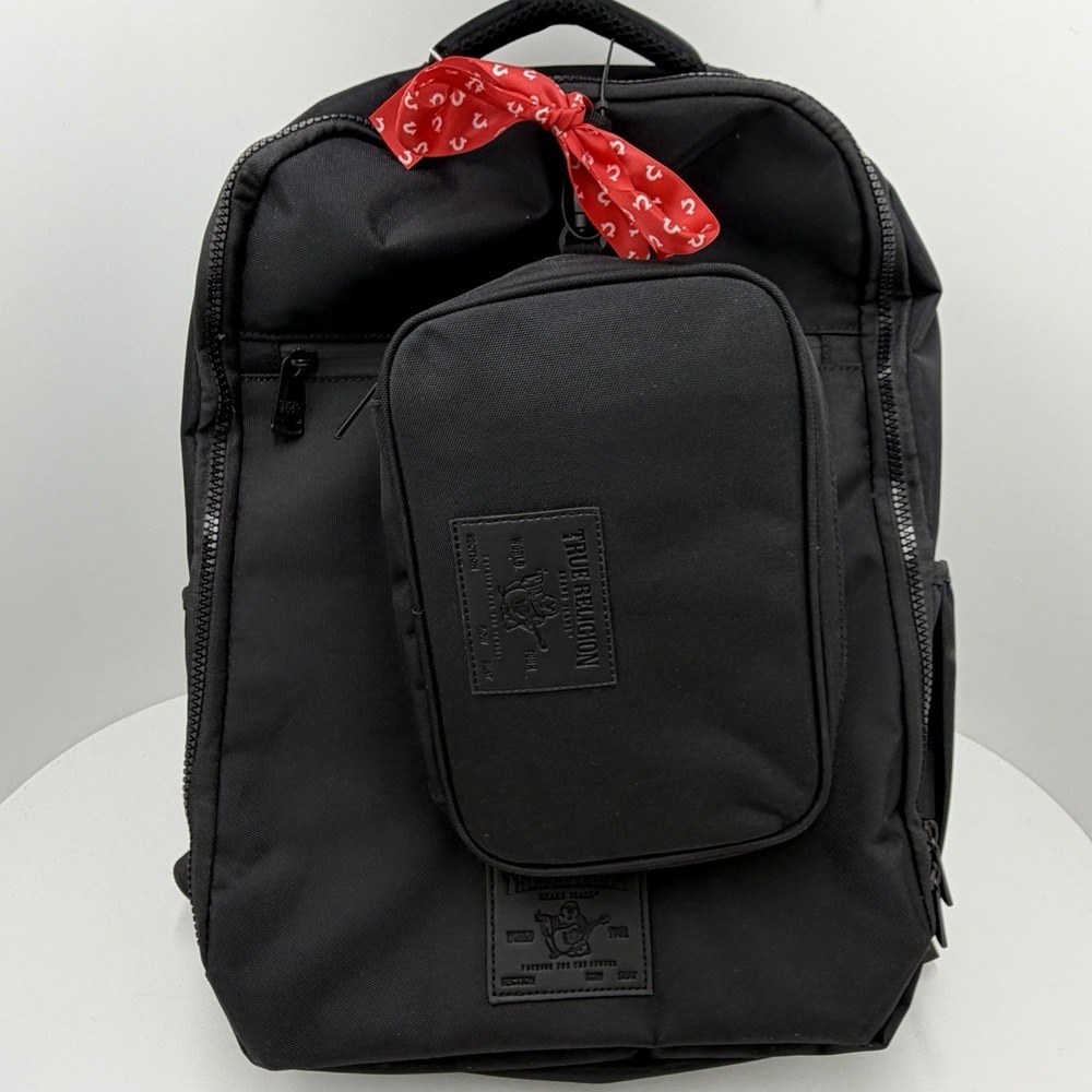 True Religion Commuter Backpack Black Laptop Travel Bag Bonus Tech Kit TR104863